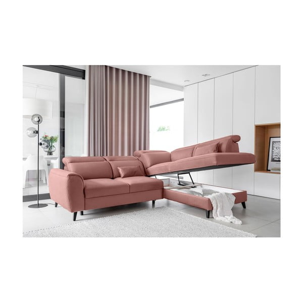 Rozā samta salokāms/ar uzglabāšanas vietu stūra dīvāns (ar labo stūri/L veida) Noble – ELTAP-image-3