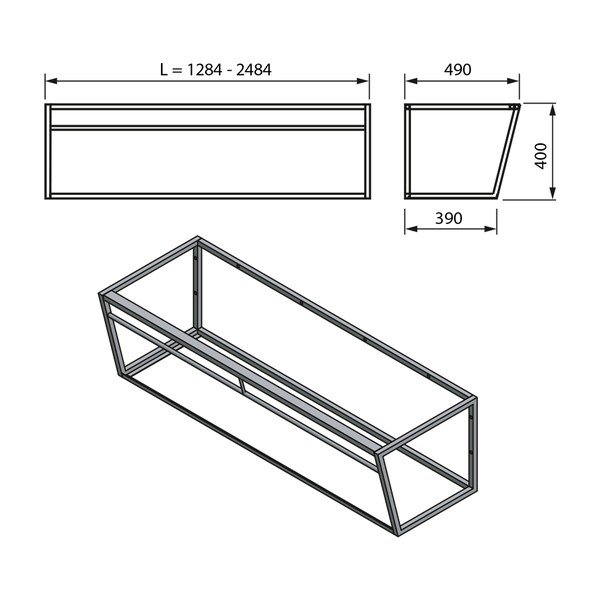 Balts/melns metāla piekarams statīvs zem izlietnes 218x40 cm Aruba – Sapho-image-2