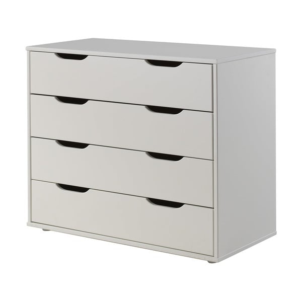 Balta priedes masīvkoka paaugstināta bērnu gulta ar veļas kasti un redelēm 90x200 cm Scott – Vipack-image-3