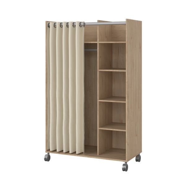 Bēšs/dabīga toņa drēbju skapis ar ozolkoka imitāciju 100x160 cm Kit – Tvilum-image-2