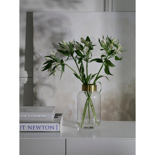 Stikla vāze ar metāla elementu zelta krāsā Westwing Collection Lori, augstums 29 cm-image-3