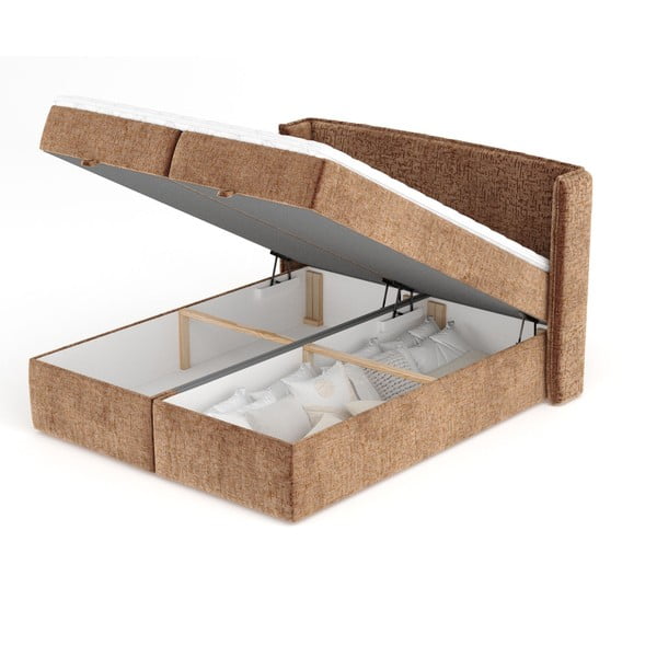 Oranža atsperu gulta ar veļas kasti 160x200 cm Passion – Maison de Rêve-image-3