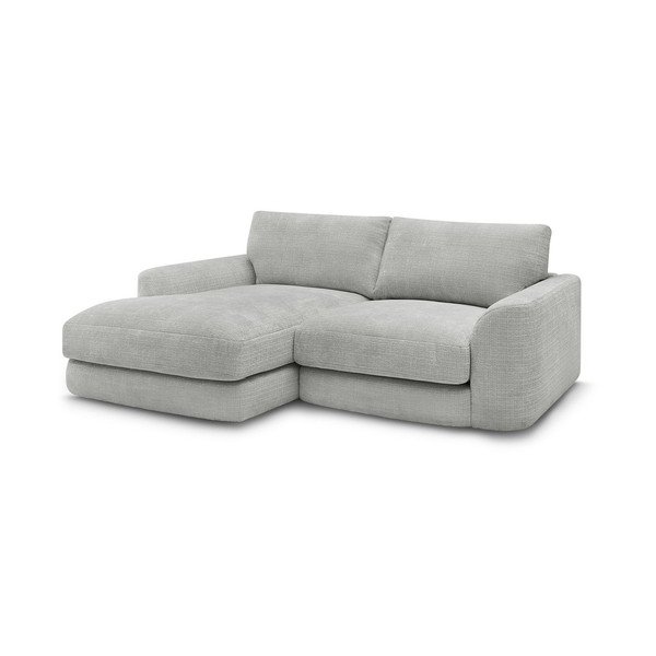 Gaiši pelēks stūra dīvāns no šenila auduma (ar kreiso stūri/ar zvilni) Leonore – Bobochic Paris