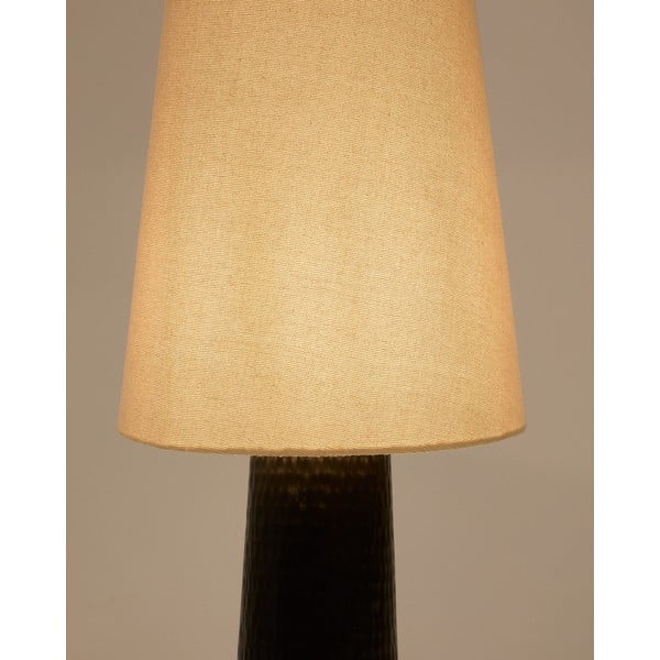 Melna/krēmkrāsas stāvlampa ar auduma abažūru (augstums 129 cm) Senni – Kave Home-image-3