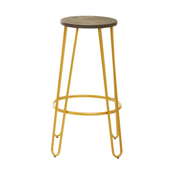 Zelta krāsas/dabīga toņa gobas masīvkoka bāra taburete (sēdekļa augstums 75 cm) District – Premier Housewares-image-2