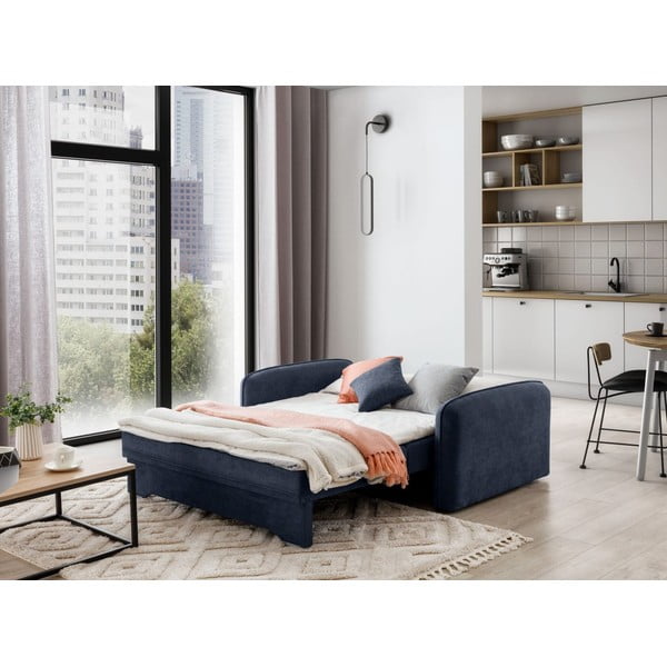 Tumši zils salokāms/ar uzglabāšanas vietu dīvāns no šenila auduma 155 cm Laine – ELTAP-image-4