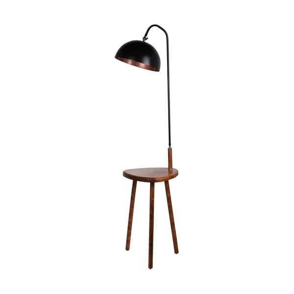 Melna/brūna stāvlampa ar plauktu ar metāla abažūru (augstums 160 cm) Table – Opviq lights