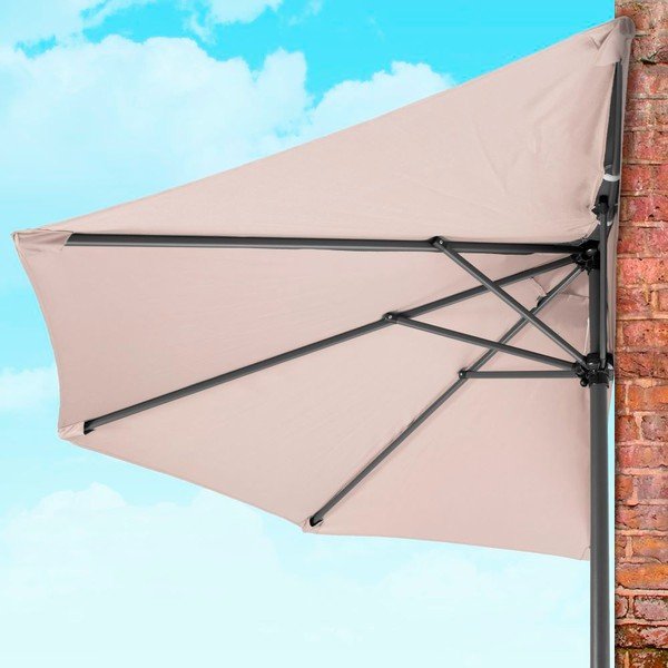 Bēšs saulessargs ø 240 cm – LDK Garden-image-1