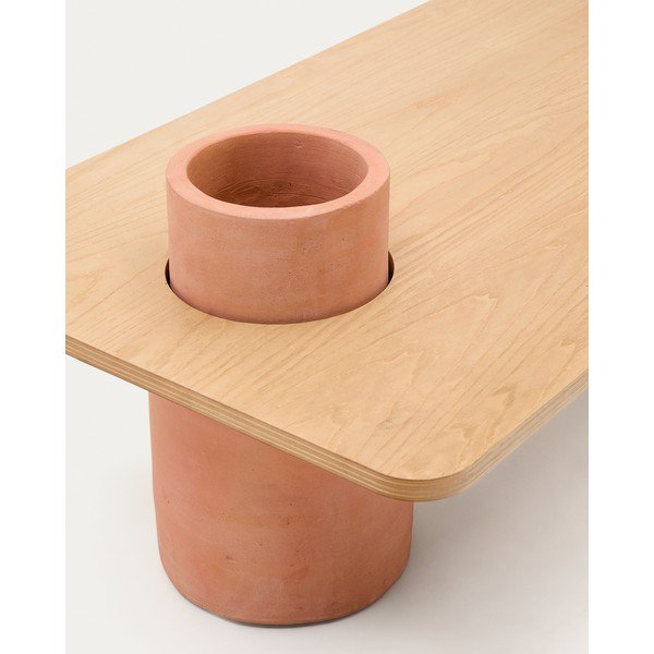 Dabīga toņa apaļš žurnālgaldiņš ar oškoka imitāciju 60x110 cm Olaria – Kave Home-image-3