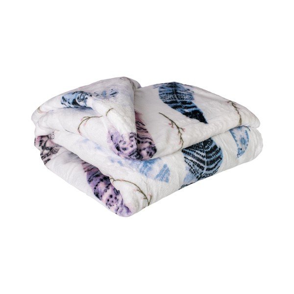 Baltas mikroplīša pleds 200x150 cm Feather – My House-image-1