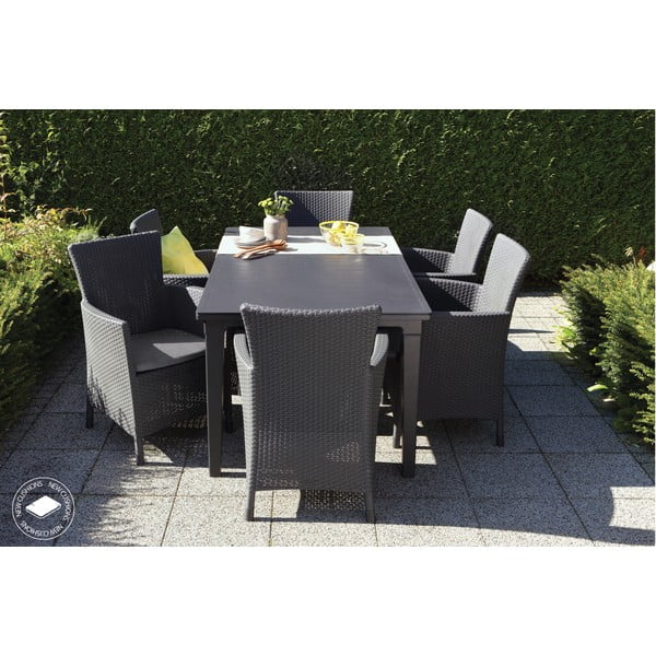 Tumši pelēks plastmasas dārza atpūtas krēsls Lowa – Keter-image-1