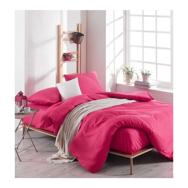 Rozā gultas veļa ar palagu divguļamai gultai Rose, 200 x 220 cm