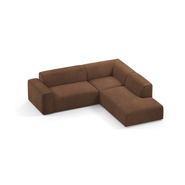 Brūns velveta stūra dīvāns Marie Claire Home Karen, 260 cm, labais stūris-image-3