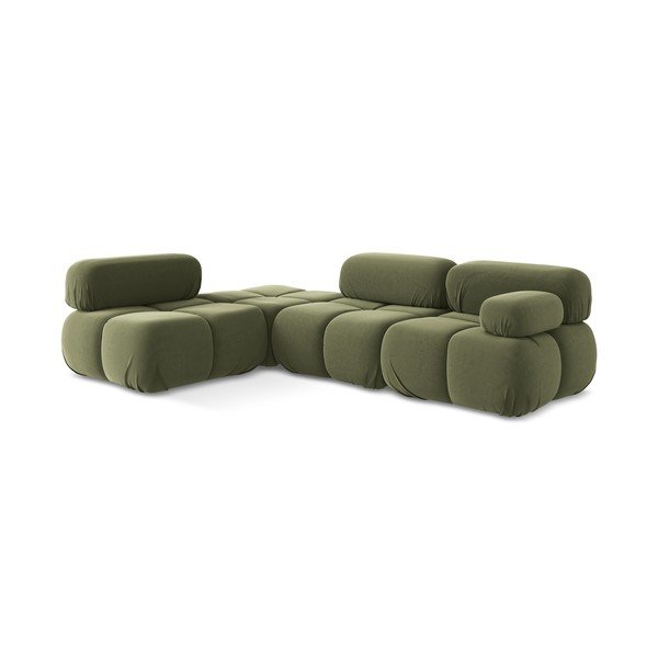 Gaiši zaļš samta modulārais stūra dīvāns (ar kreiso stūri) Lokua – Makamii-image-3