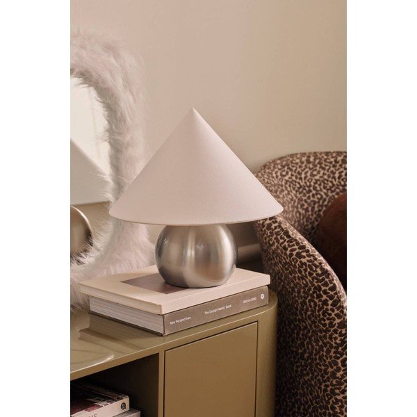 Balta/spīdīgas sudraba krāsas tekstila galda lampa (augstums 38 cm) Connie – Ellos Home-image-2