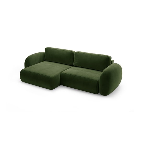 Zaļš samta salokāms/ar uzglabāšanas vietu stūra dīvāns Tonale – Cosmopolitan Design-image-2