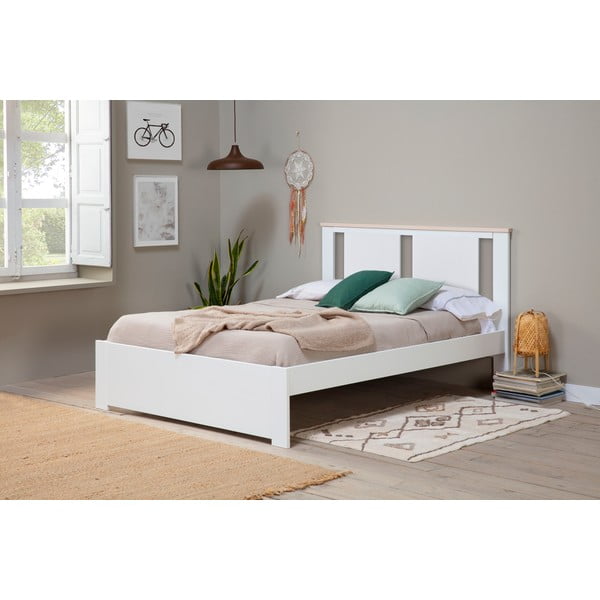 Balta divvietīga gulta ar režģi 140x190 cm Enara – Marckeric-image-1