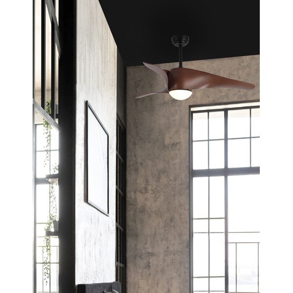 Matēti melna/tumša dabīga toņa metāla LED griestu lampa ar stikla abažūru Breeze – Nova Luce-image-2