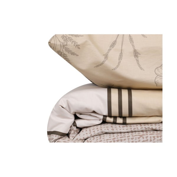 Bēša vienvietīga kokvilnas gultas veļa 140x200 cm Pine – Mijolnir-image-4