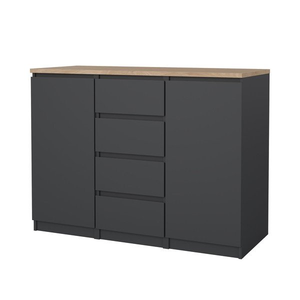 Tumši pelēka kumode 121x91x50 cm Naia – Tvilum-image-3