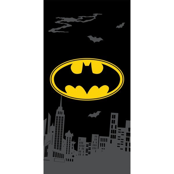 Melns kokvilnas bērnu dvielis 70x140 cm Batman "The Emblem" – Jerry Fabrics
