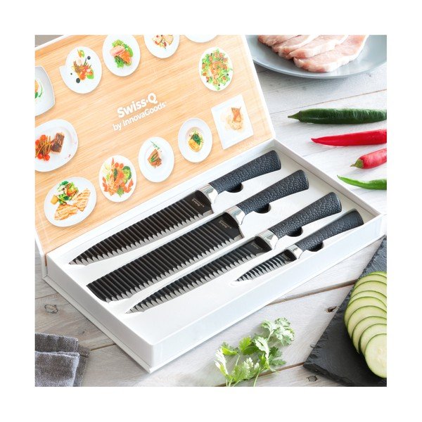 4 nerūsējošā tērauda nažu komplekts InnovaGoods Swiss Q Shark -image-4