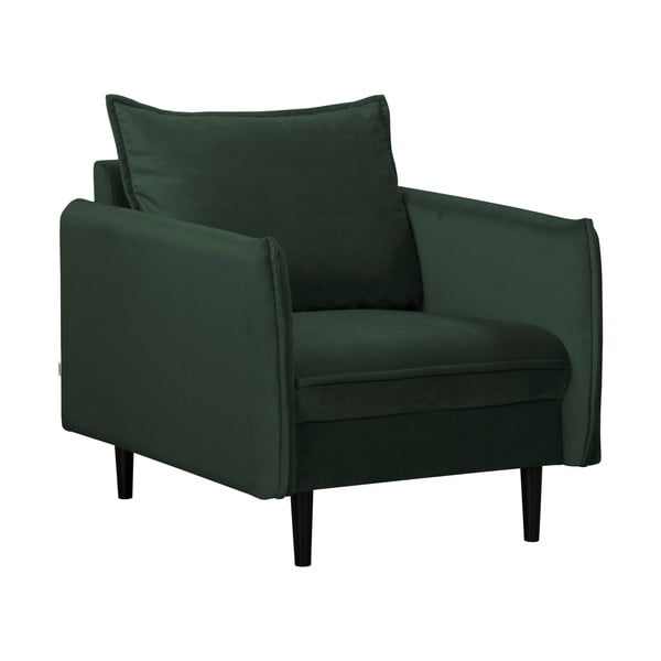 Tumši zaļš samta atpūtas krēsls Juli – Ropez