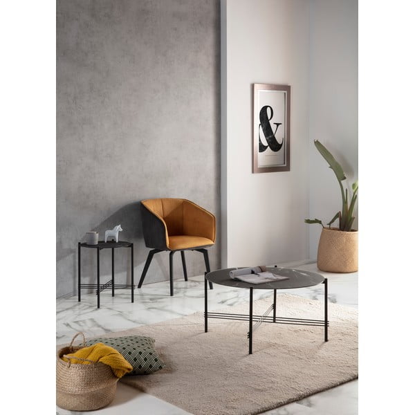 Melns žurnālgaldiņš Marckeric, ø 84 cm-image-1