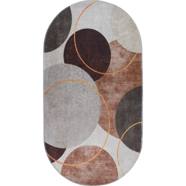 Brūns/krēmkrāsas mazgājams paklājs 120x180 cm Oval – Vitaus