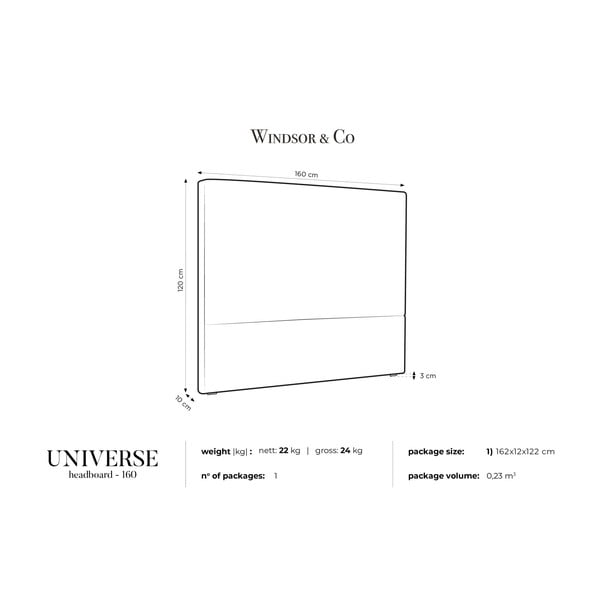 Gaiši pelēks galvgals Windsor & Co Dīvāni UNIVERSE, 160 x 120 cm-image-3