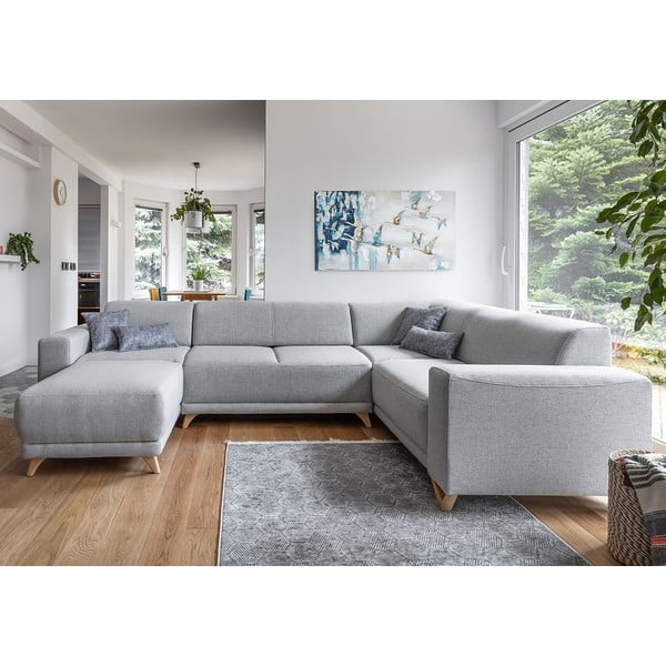 Gaiši pelēks salokāms/ar uzglabāšanas vietu stūra dīvāns (ar labo stūri/U veida) Classy Sophie – Miuform-image-1