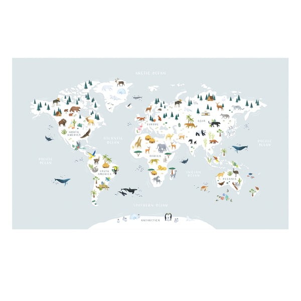 Bērnu tapetes 400 cm x 248 cm Animals World Map – Lilipinso