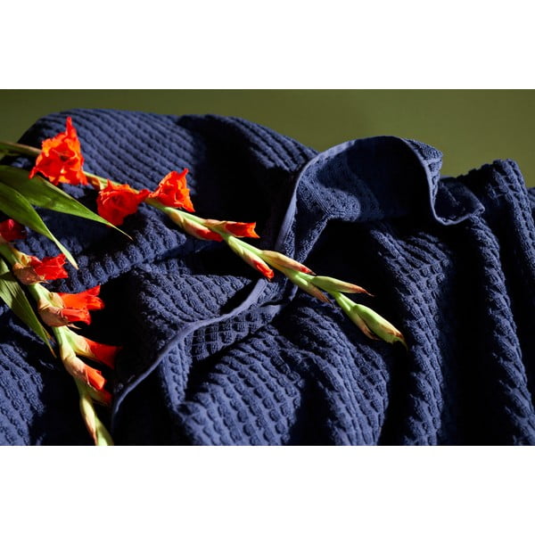 Tumši zils frotē dvielis no organiskās kokvilnas  70x140 cm Check – JUNA-image-4