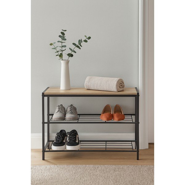 Melns tērauda apavu plaukts 63x44x30 cm Asten – Bonami Essentials-image-1