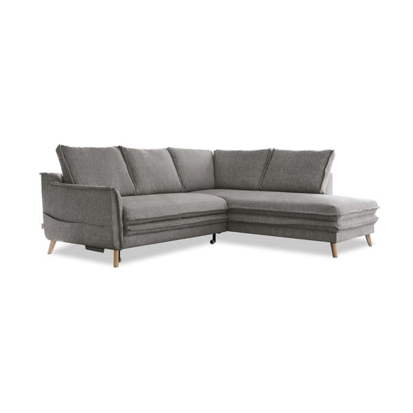 Pelēks salokāms stūra dīvāns (ar labo stūri) Charming Charlie – Miuform