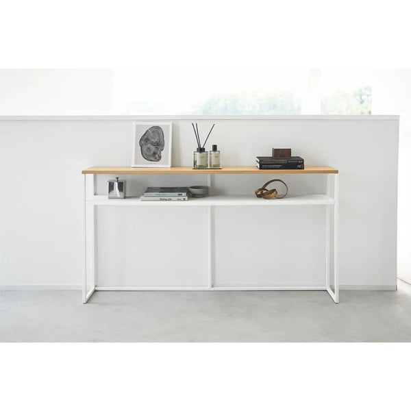 Balts/gaiši brūns konsoles galds ar oškoka imitāciju 20,5x126 cm Tower – YAMAZAKI-image-2