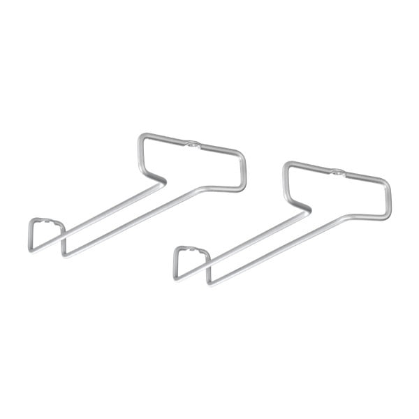 Sudraba krāsas tērauda sienas vīna glāžu turētāji (2 gab.) Rail – Metaltex-image-1