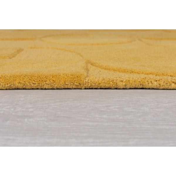 Dzeltens apaļš vilnas paklājs ø 160 cm Gigi – Flair Rugs-image-3