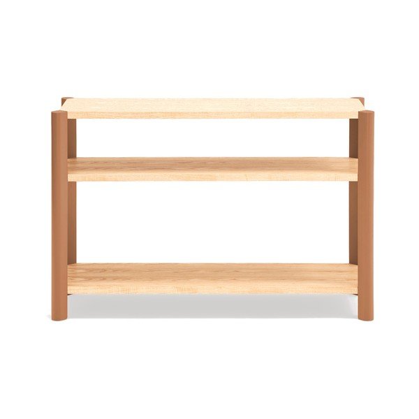 Ķieģeļu sarkans/gaiša dabīga toņa plaukts ar ozolkoka imitāciju 126x84x43 cm Bona – Teulat