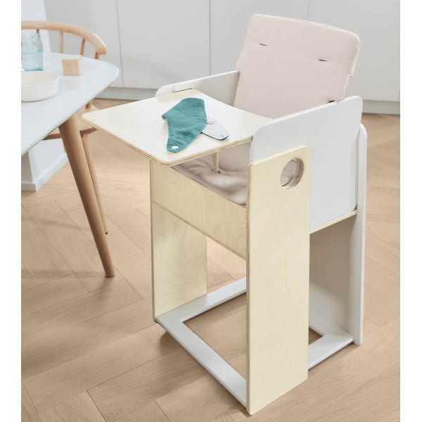Balts/dabīga toņa bērnu barošanas krēsls Nuun – Kave Home-image-1