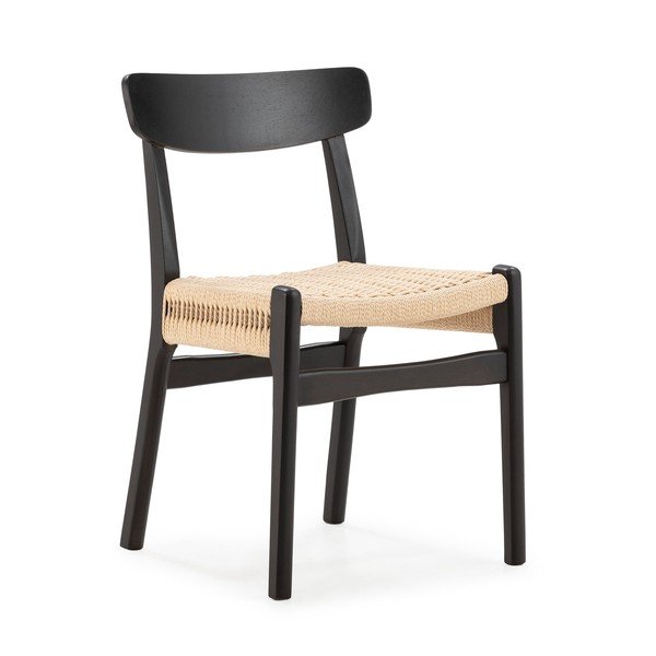 Melni gumijkoka masīvkoka pusdienu krēsli (2 gab.) Biel – MOME