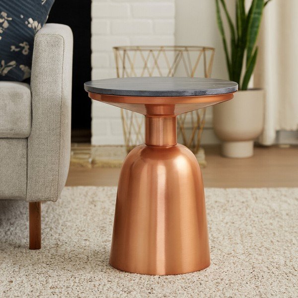 Apaļš sānu galdiņš ar marmora virsmu ø 48 cm Amira – Premier Housewares-image-2