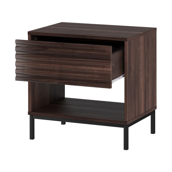 Tumši brūns naktsskapītis ar valrieksta koka imitācijas galda virsmu Celine – Støraa-image-3