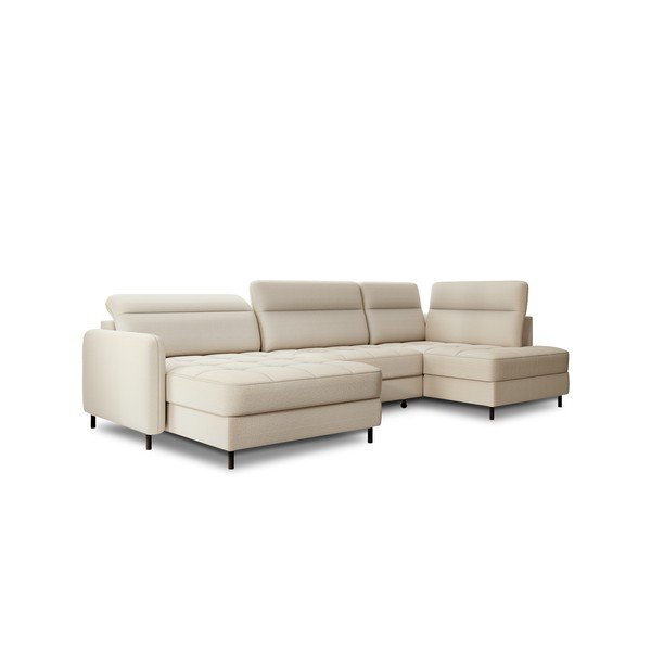 Bēšs samta salokāms/ar uzglabāšanas vietu stūra dīvāns (ar labo stūri/U veida) Berrto – ELTAP-image-2