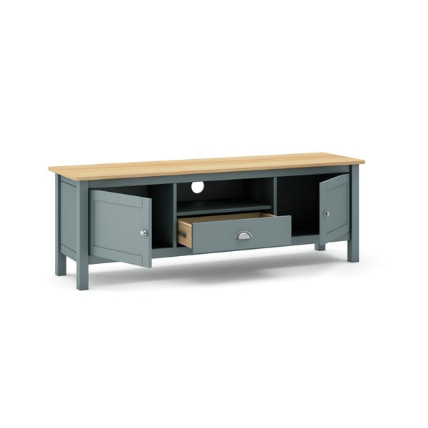 Dūmakaini zaļš priedes masīvkoka TV galdiņš 158x53x40 cm Misti – Marckeric-image-4