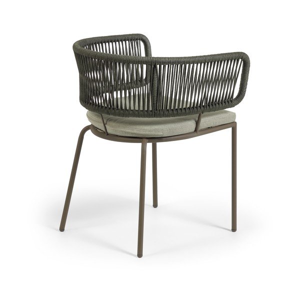 Dārza krēsls ar tērauda konstrukciju un zaļu pinumu Kave Home Nadin-image-3