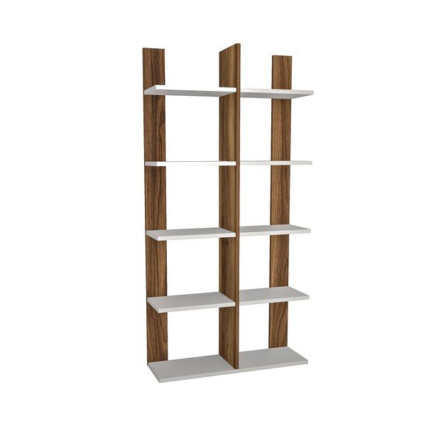 Balts/dabīga toņa grāmatu plaukts ar priedes koka imitāciju 75x150 cm Era – Gauge Concept