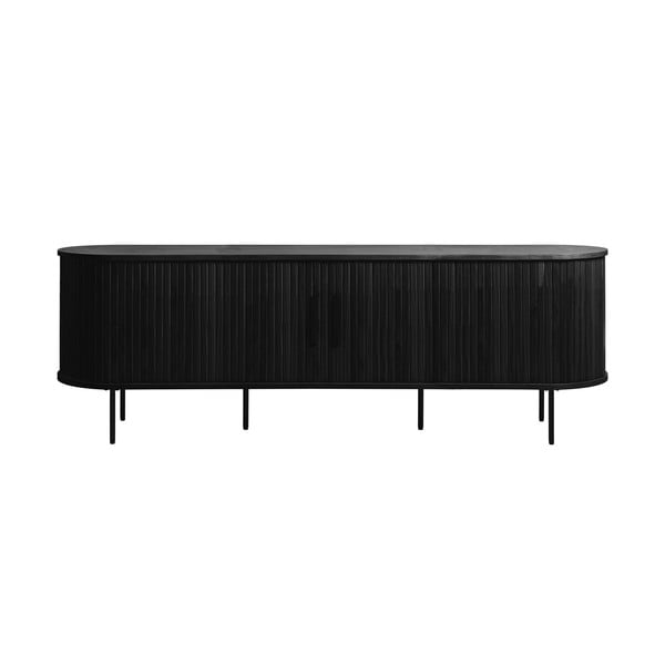 Melns TV galdiņš ar ozolkoka imitāciju 56x180 cm Nola – Unique Furniture