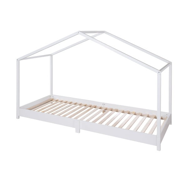 Balta bērnu gulta mājas formā 90x200 cm Montessori – Roba