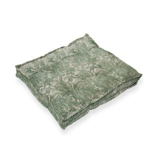 Zaļš krēsla sēdekļa spilvens ar linu Tierra Bella Green Flowers, 37 x 37 cm